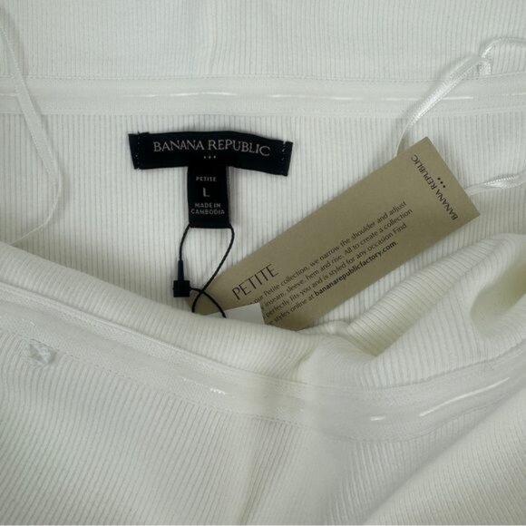Women's Banana Republic Off The Shoulder Ribbed Top Blouse White Size LP - Picture 6 of 7